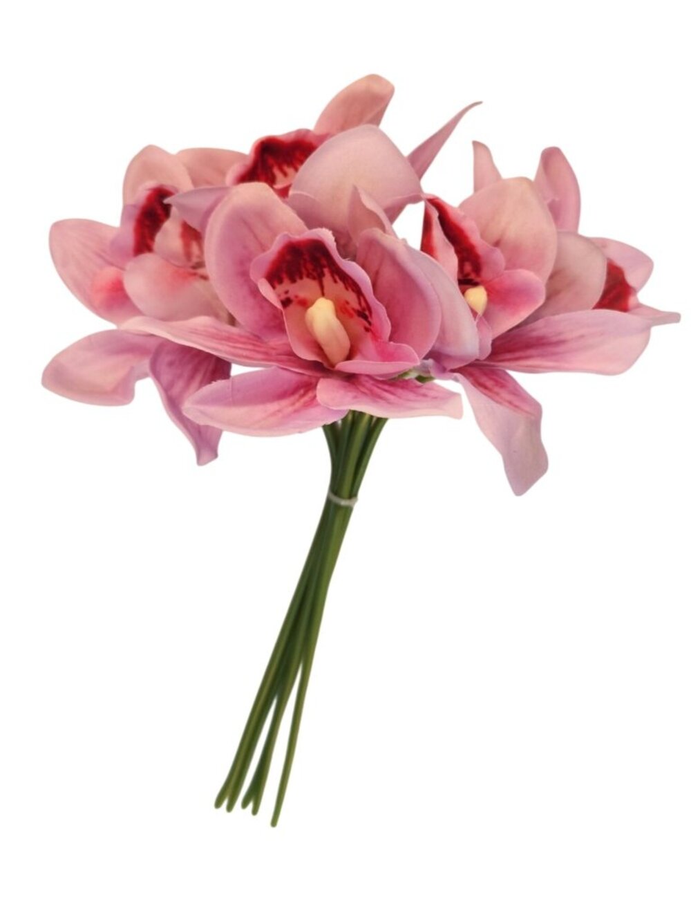 Artificial Cymbidium Orchid Stems Soft Pink Rose Burgundy Faux Orchid Bouquet Re